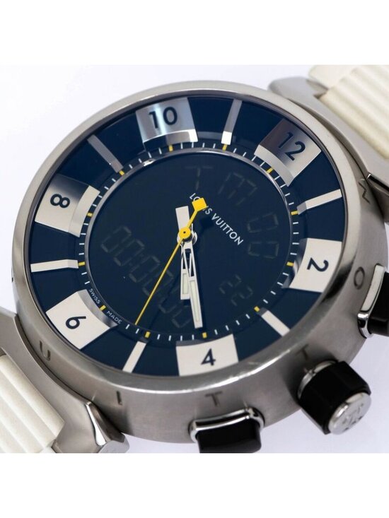 Louis Vuitton Tambour in Black Digital Analog Watch